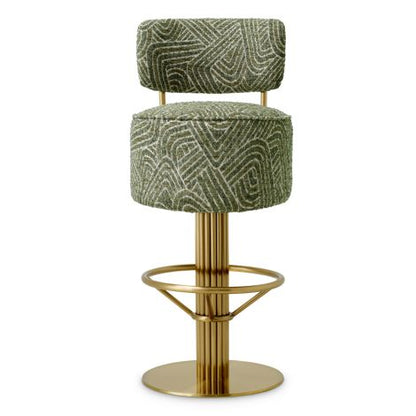Bar Stool Carleton with back camari green brushed brass finish