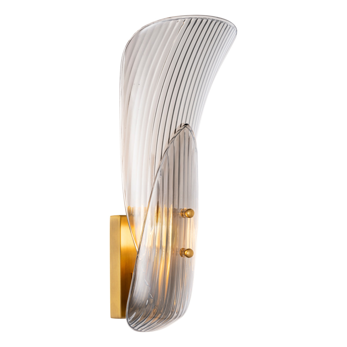 Wall Lamp Amun brushed brass finish smoke glass