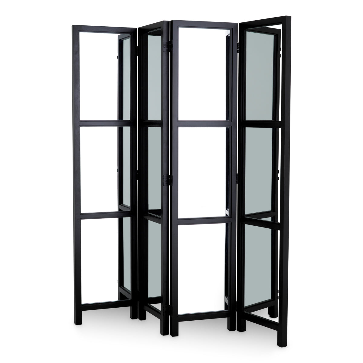 Folding Screen Jacques classic black finish antique mirror glass