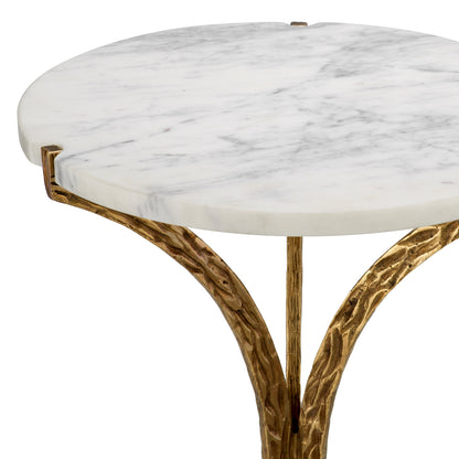 Side Table Emmeline vintage brass finish white marble