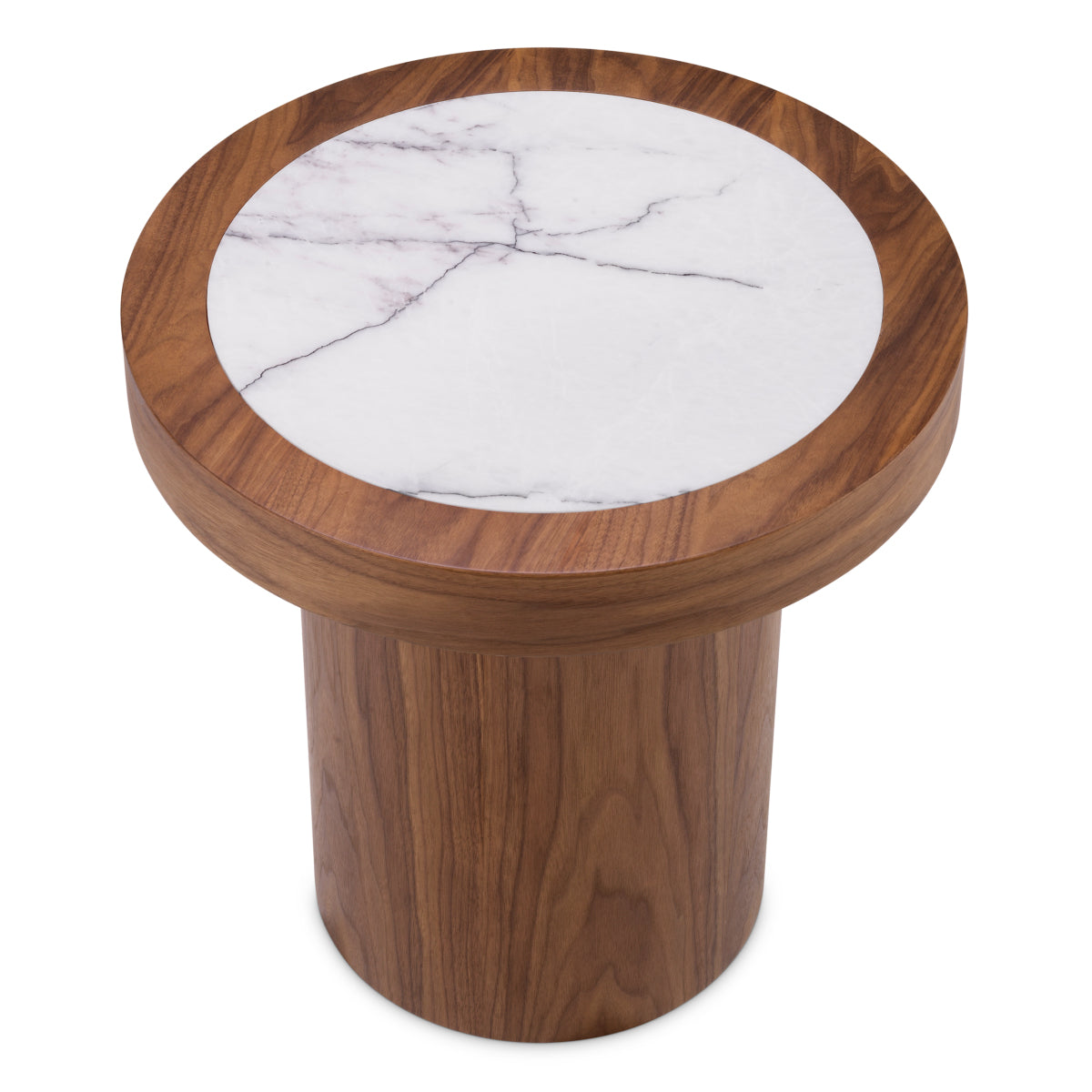 Side Table Presedio walnut veneer biano lilac marble top