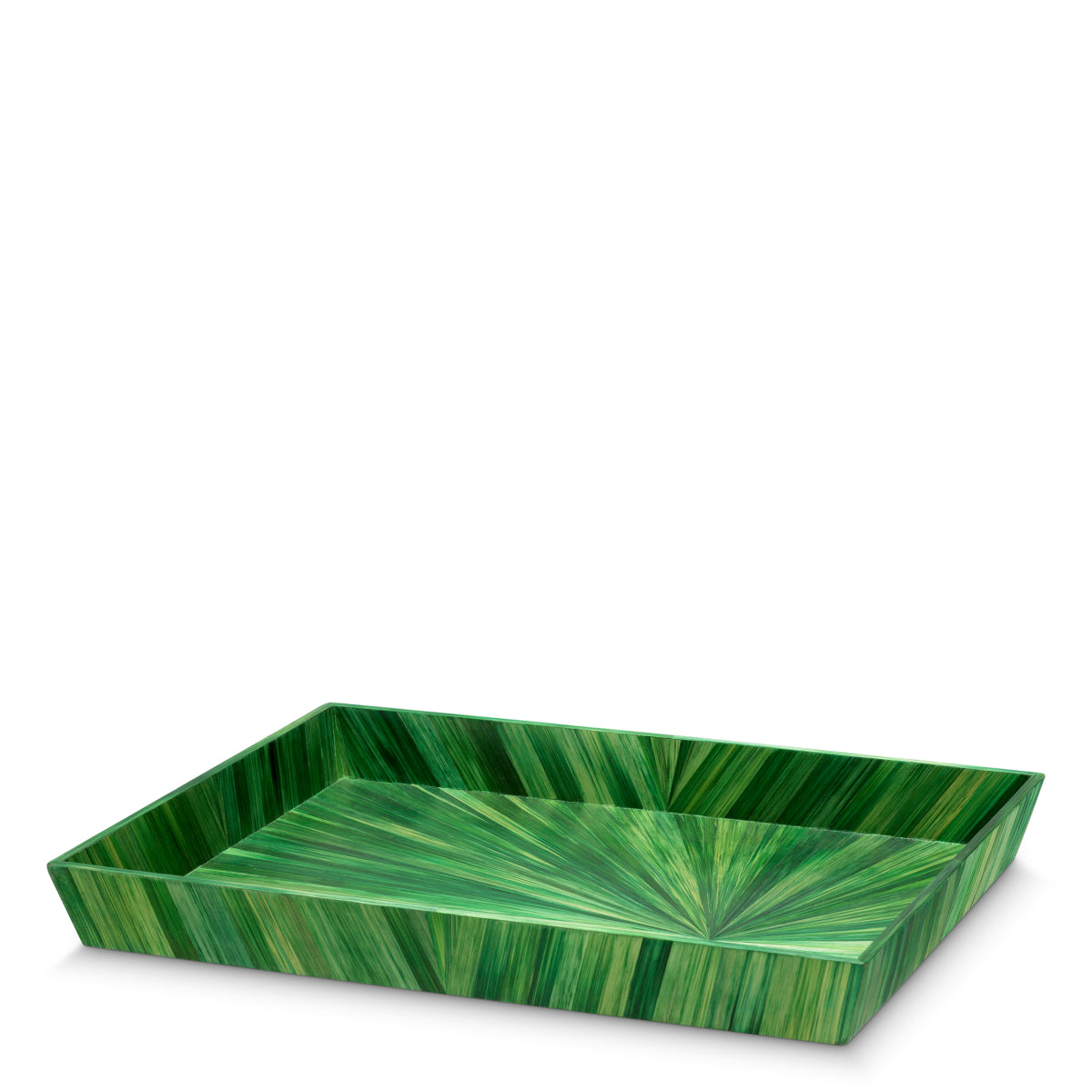 Desk Tray Harvard L straw marquetry green