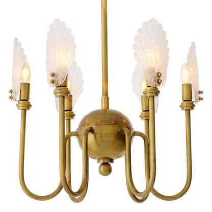 CDJ Chandelier Isabelle vintage brass finish handmade glass