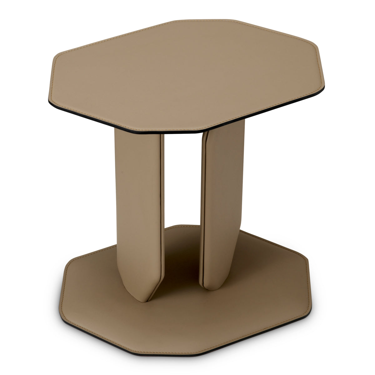 Side Table Maurizio faux leather brown