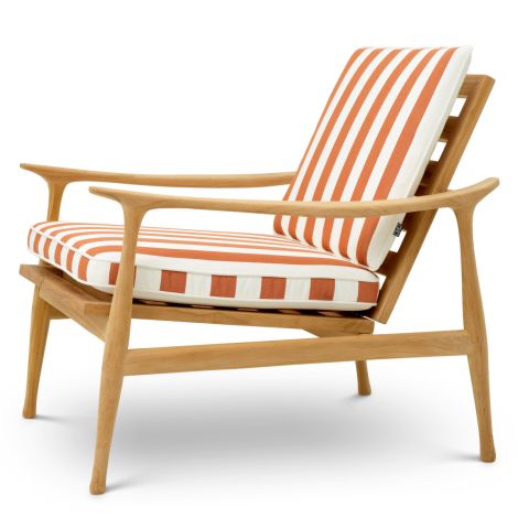 Outdoor Chair Manzo natural teak florent orange incl cushions