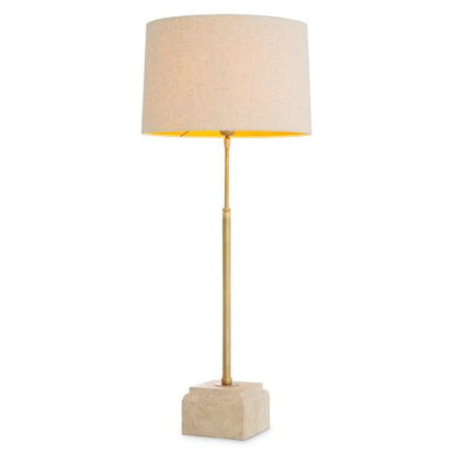 Table Lamp Rialta travertine vintage brass finish incl shade