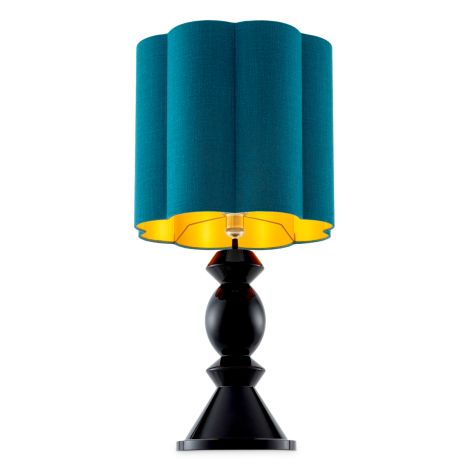 CDJ Table Lamp Dionne piano black finish incl turquoise shade