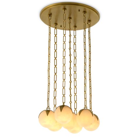CDJ Chandelier Alesa L antique brass finish alabaster