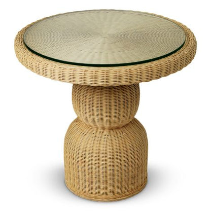 Dining Table Tiago round natural rattan incl glass top