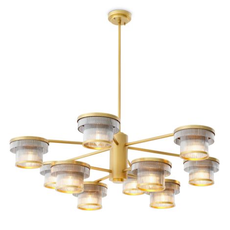 CDJ Chandelier Andromeda antique brass finish smoke glass
