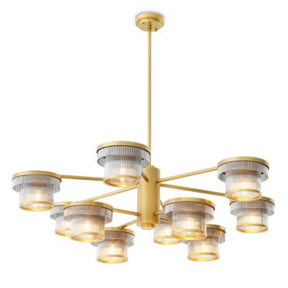 CDJ Chandelier Andromeda antique brass finish smoke glass