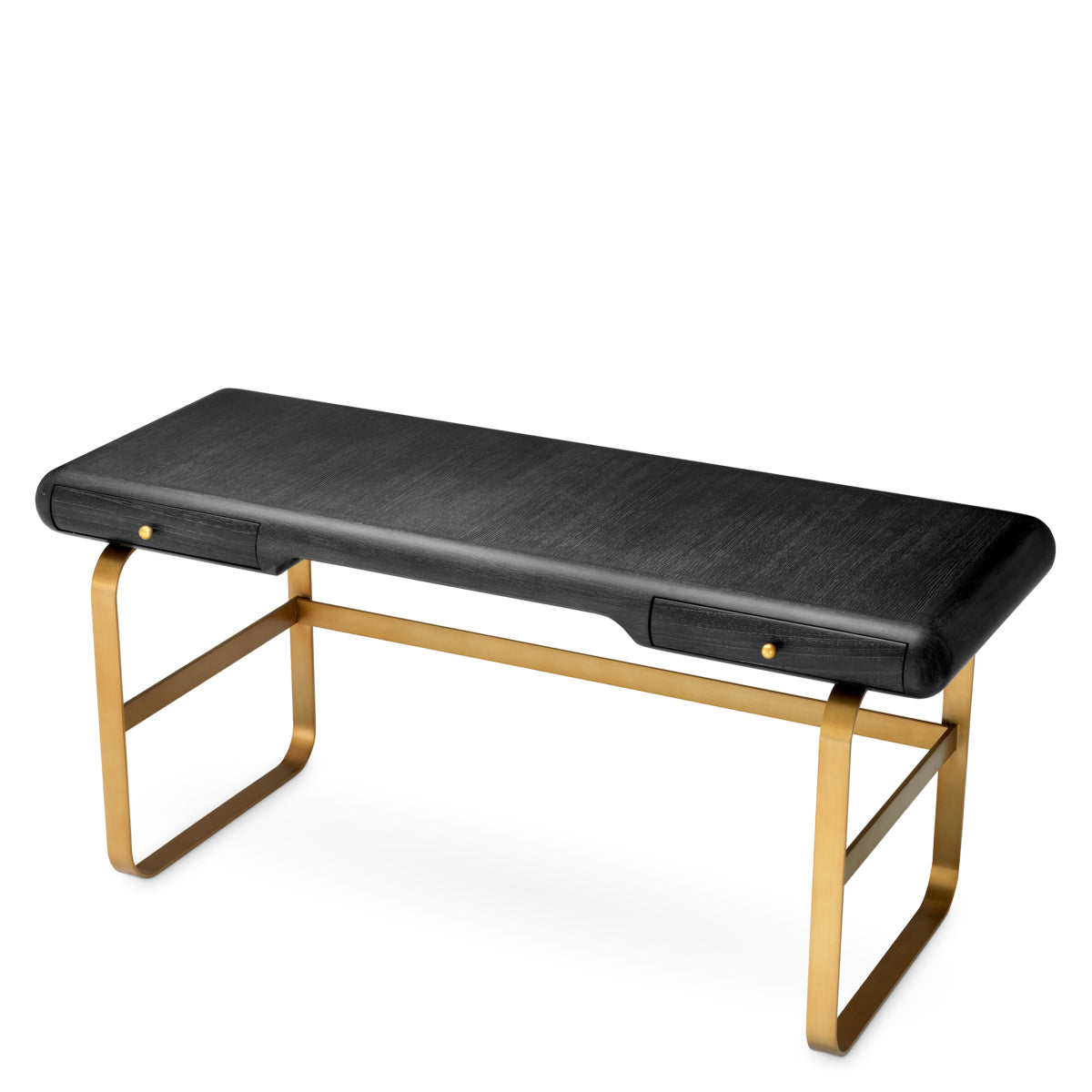 Desk Nathaniel charcoal grey oak veneer brushed brass finish