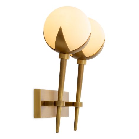 CDJ Wall Lamp Alesa Double antique brass finish alabaster