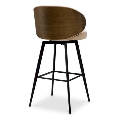 Bar Stool Camerota walnut veneer sabino beige