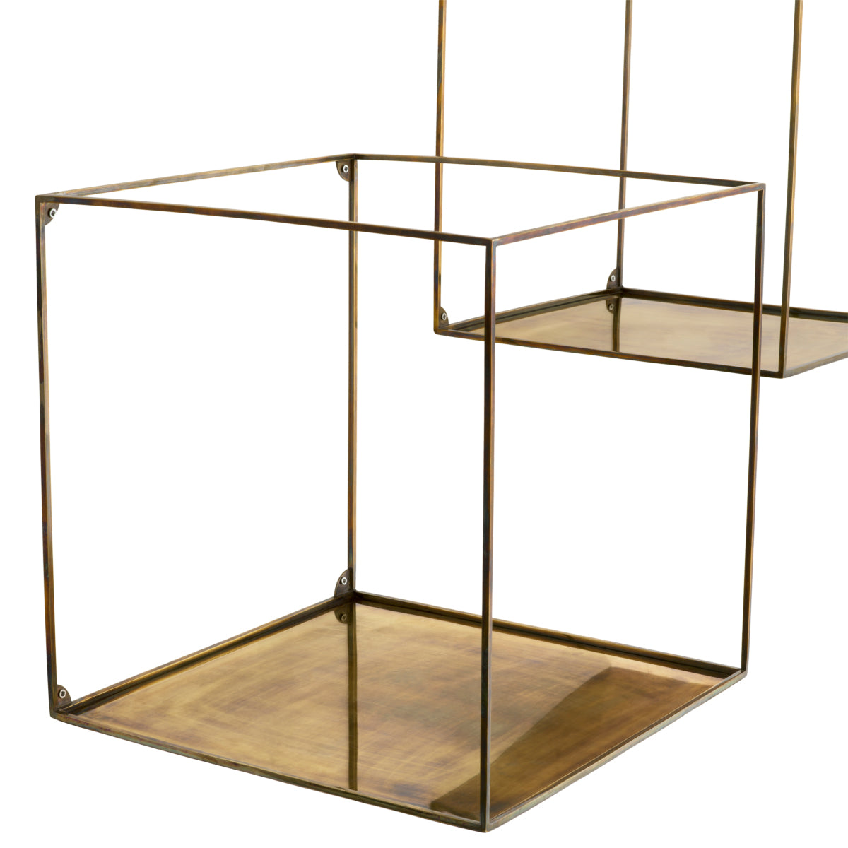 Wall Rack Deco square vintage brass finish set of 2