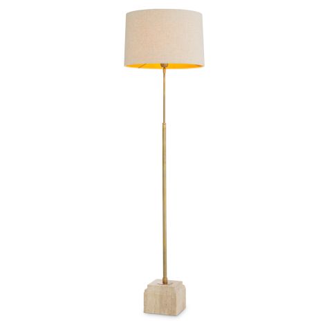 Floor Lamp Rialta travertine vintage brass finish incl shade
