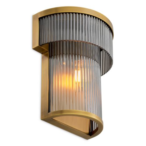 CDJ Wall Lamp Andromeda antique brass finish smoke glass