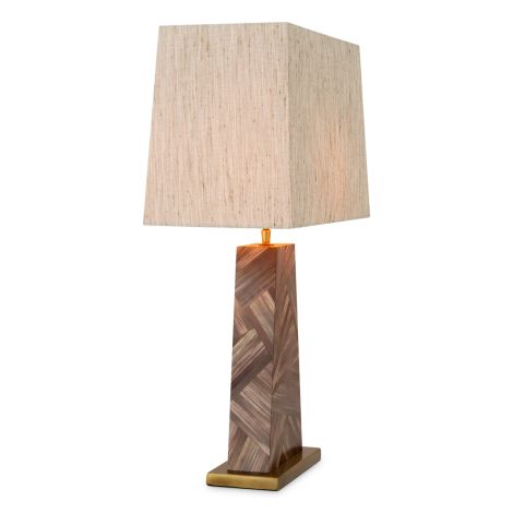 Table Lamp Gaultier brown straw marquetry incl shade