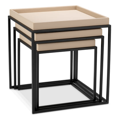 Side Table Léonard matte black finish set of 3