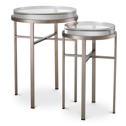 Side Table Hoxton brushed steel finish set of 2