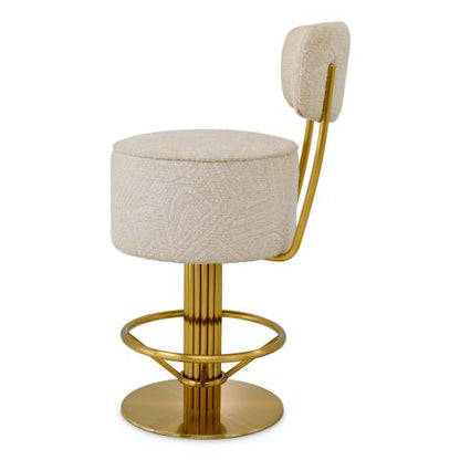 Counter Stool Carleton with back camari cream brushed brass finish
