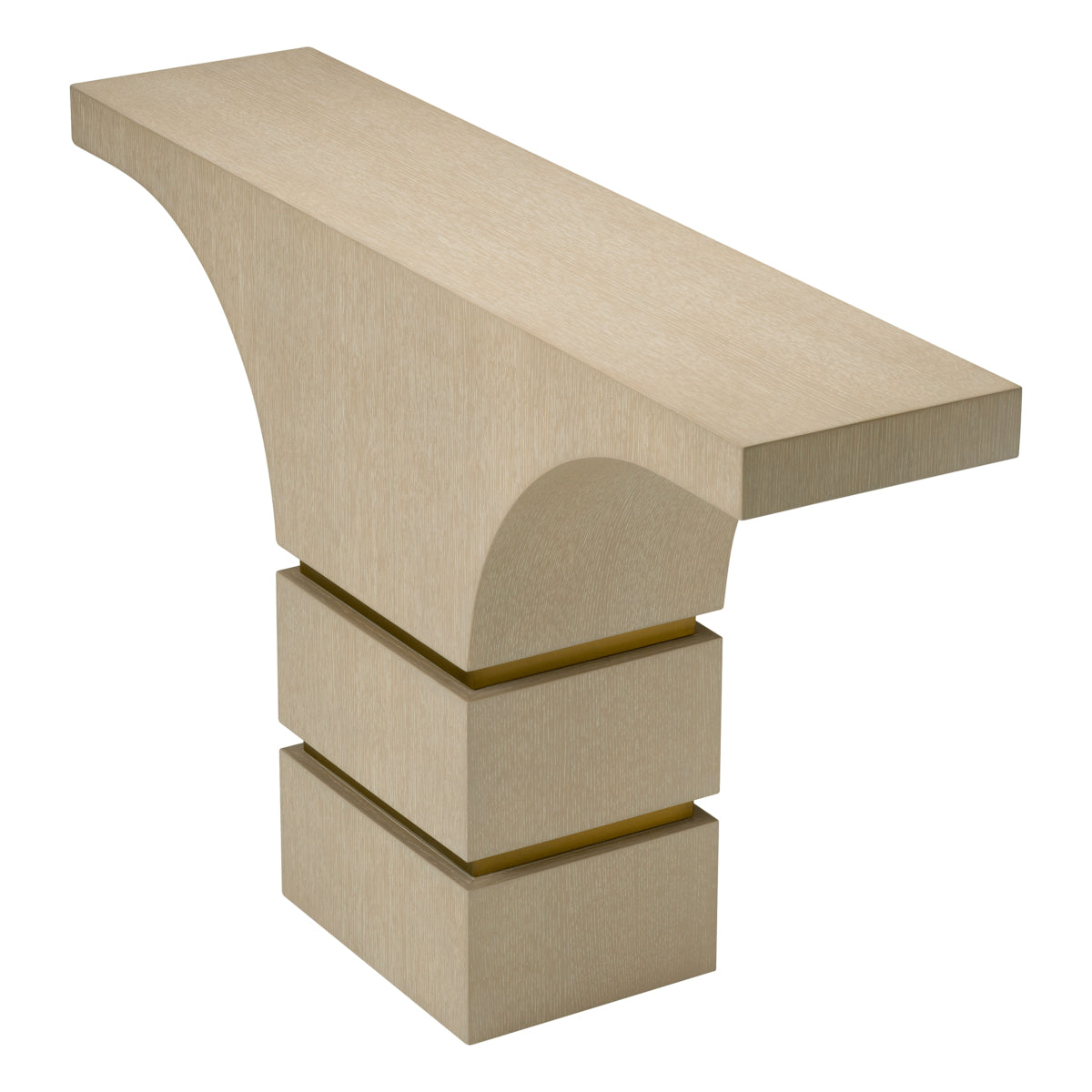 Console Table Thaddeus washed oak veneer brushed brass finish