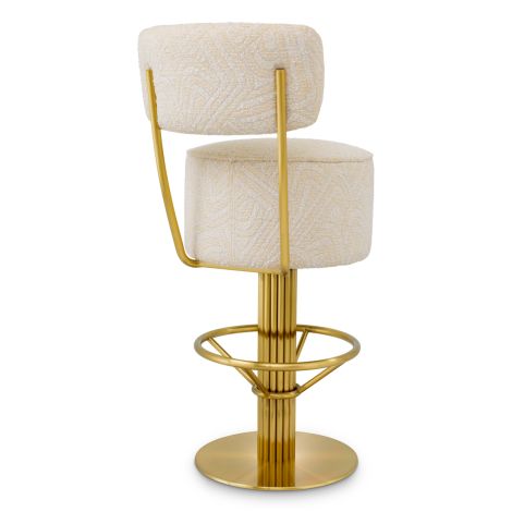 Bar Stool Carleton with back camari cream brushed brass finish