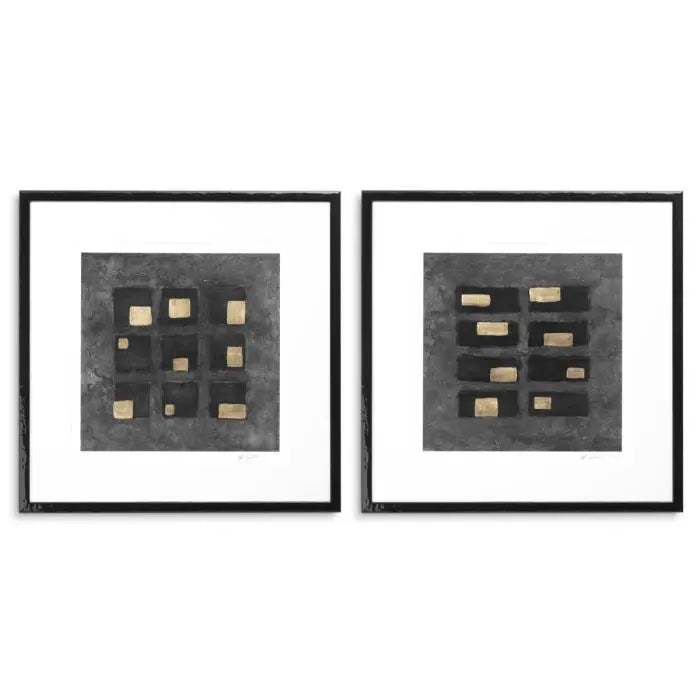 Print Black Squares by Michael Willett set of 2 Eichholtz