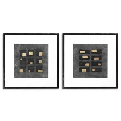 Print Black Squares by Michael Willett set of 2 Eichholtz