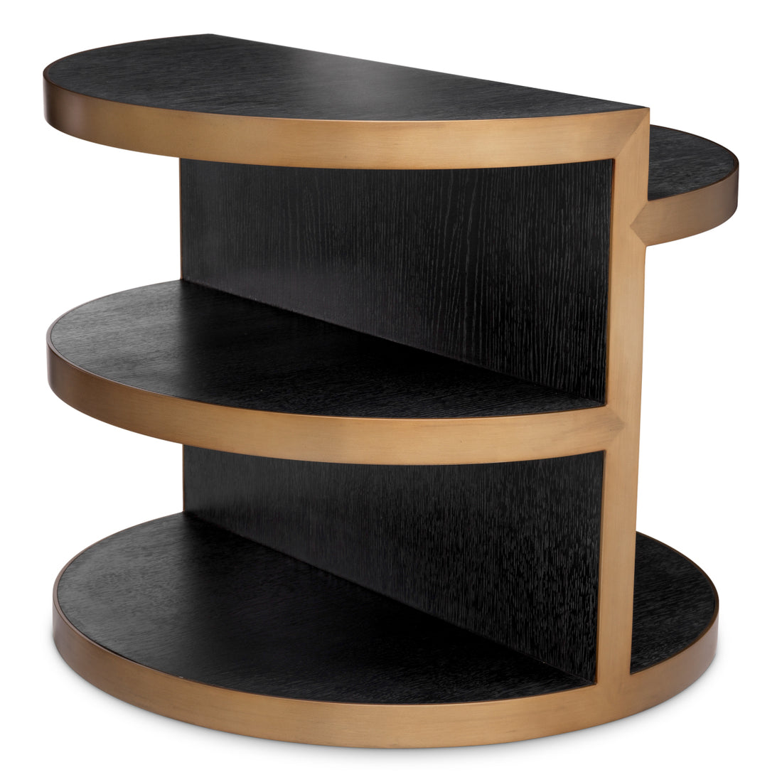 Side Table Nilo charcoal grey oak veneer brushed brass finish