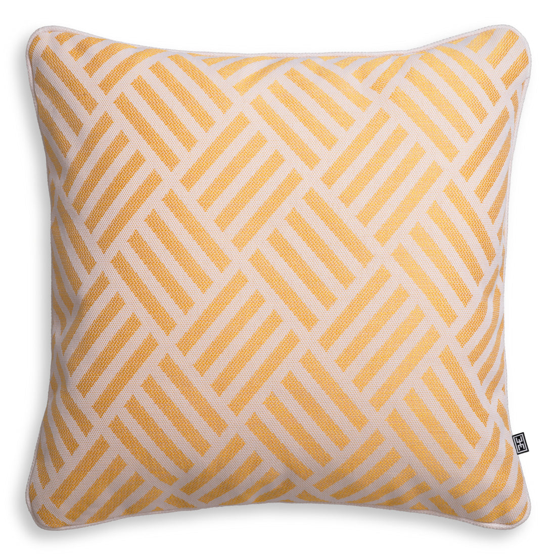 Cushion Sonel L yellow with white piping