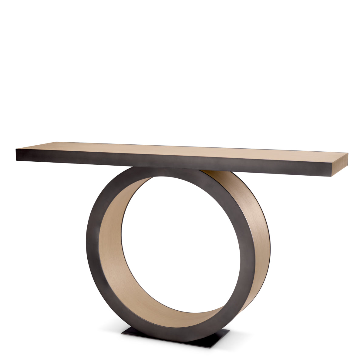 Console Table Odis natural oak veneer bronze finish