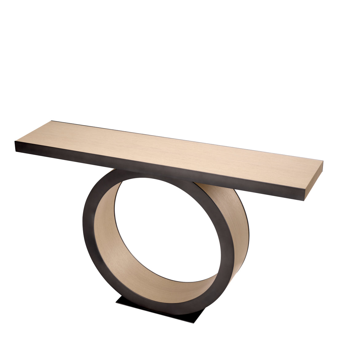 Console Table Odis natural oak veneer bronze finish