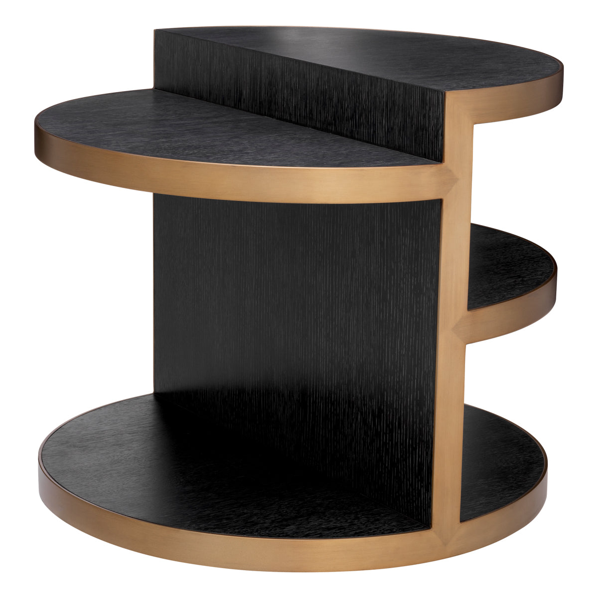 Side Table Nilo charcoal grey oak veneer brushed brass finish