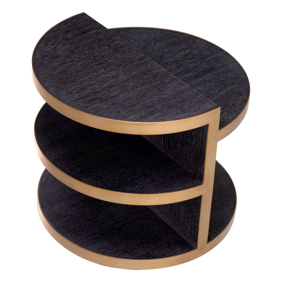 Side Table Nilo charcoal grey oak veneer brushed brass finish