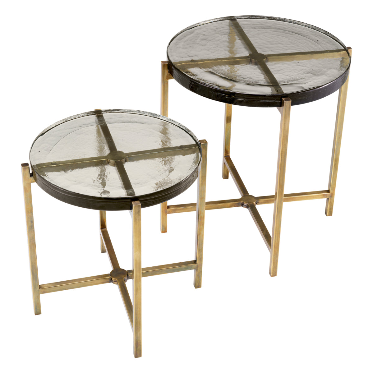 Side Table Haymann vintage brass finish set of 2