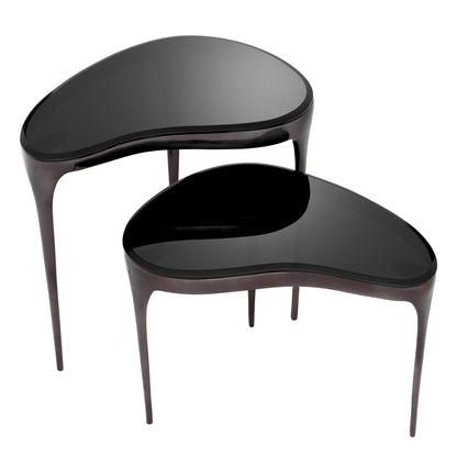 Side Table Zena black nickel finish set of 2